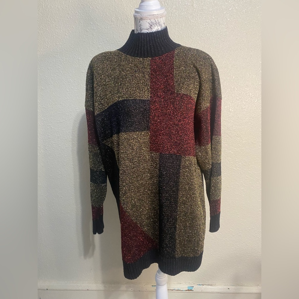 🇺🇸 Knitmakers vintage‎ holiday long sweater, glittery long sleeve
